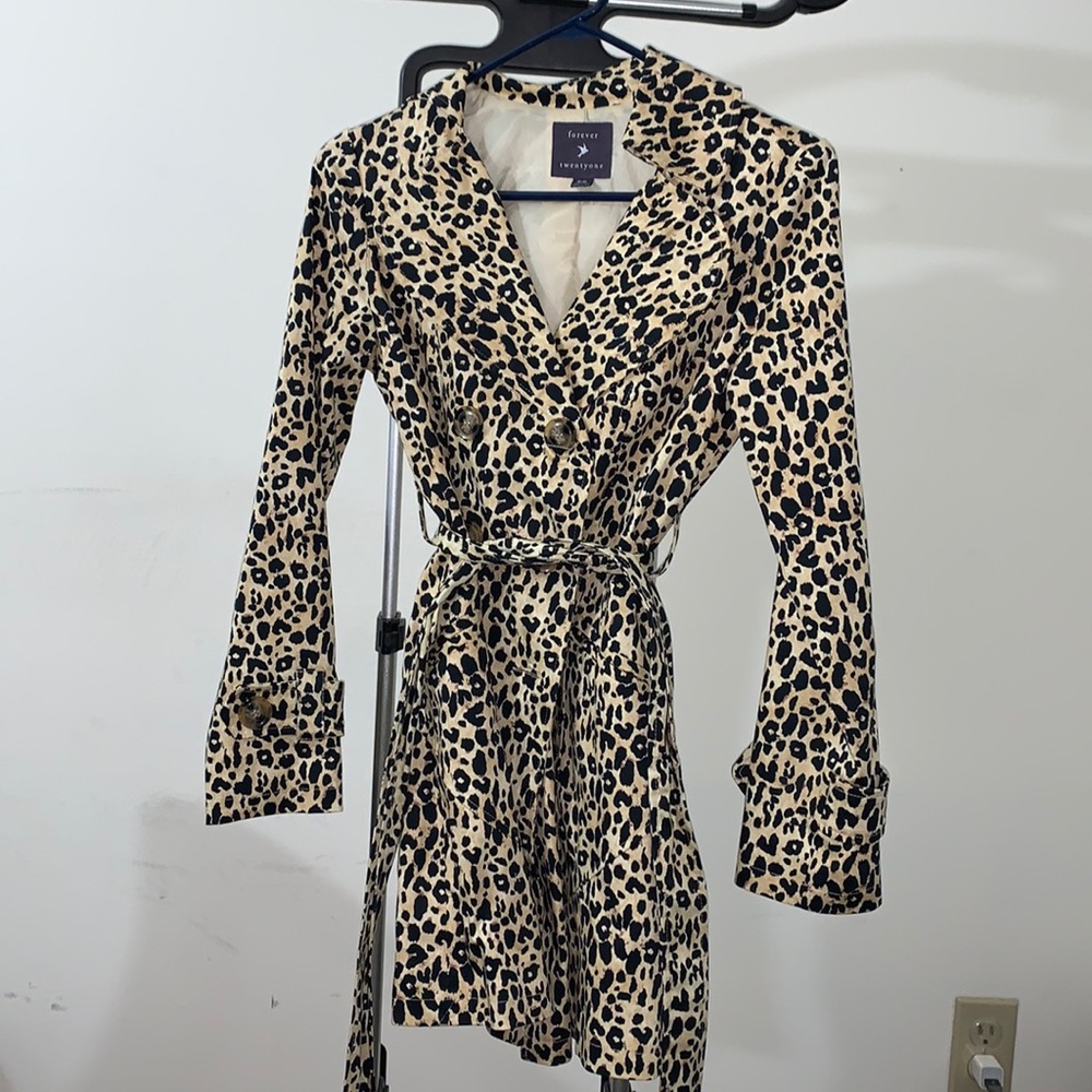 F21 Leopard Print Trench Coat